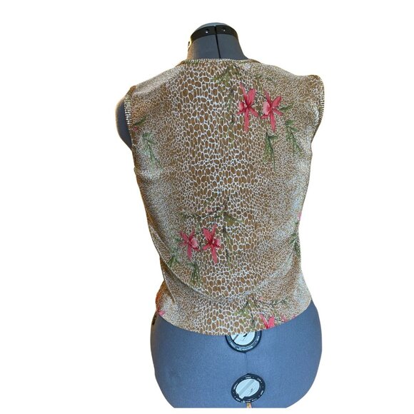 2000s crinkled gold and Pink metallic Sleeveless Tank Top - Picture 2 of 9